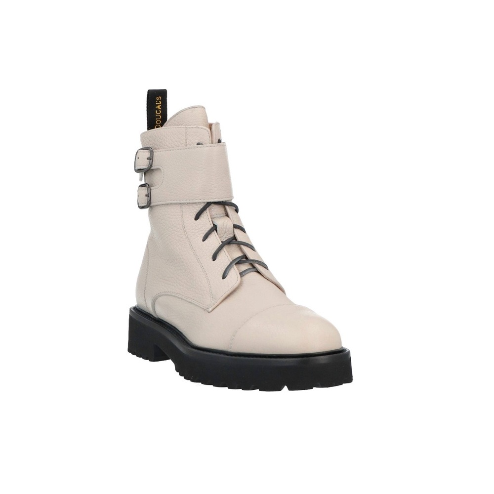 Doucal’s Italian Leather Light Grey Combat Ankle Booties US 7
